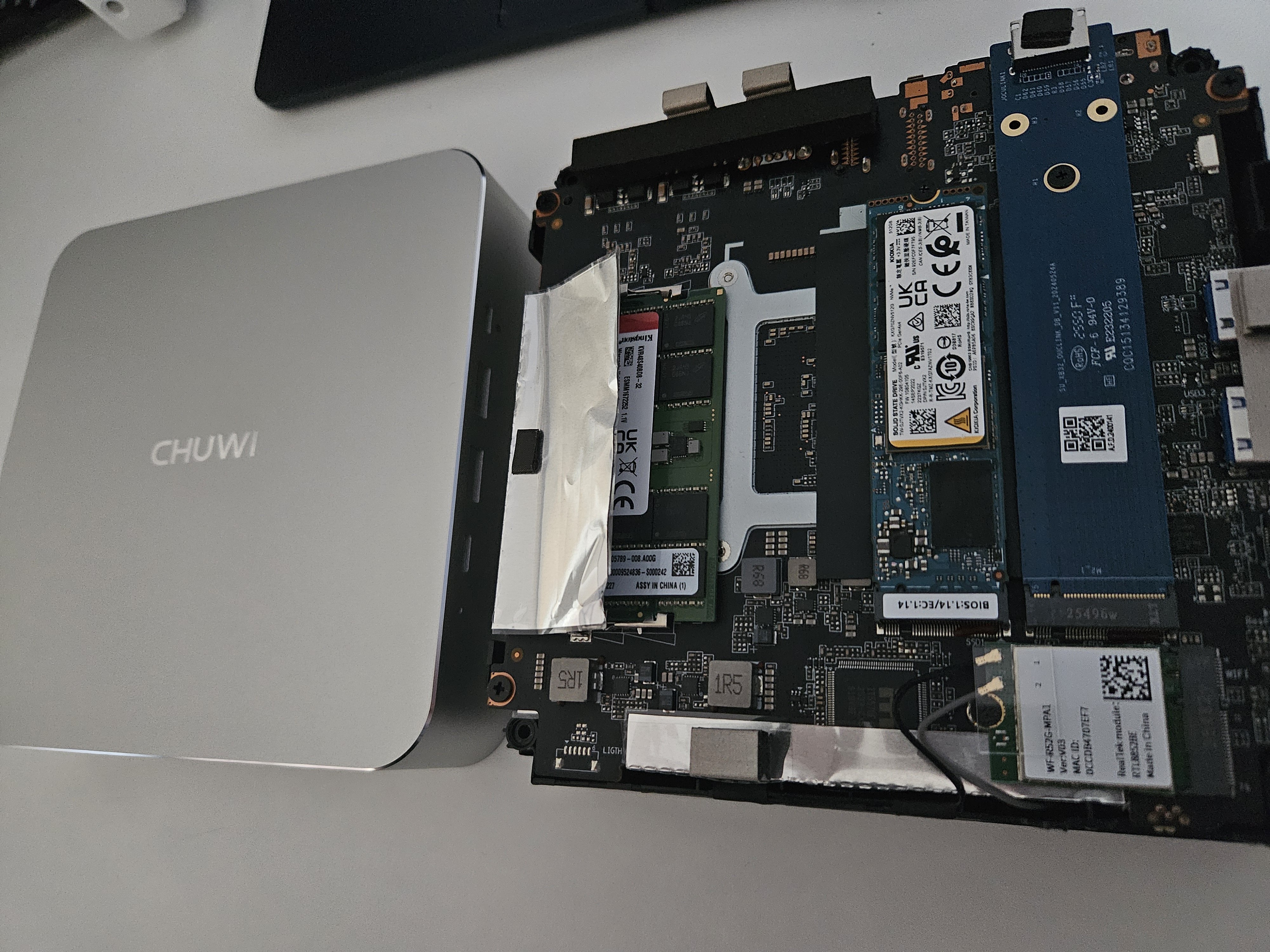 Inserting RAM and SSD into the mini PC