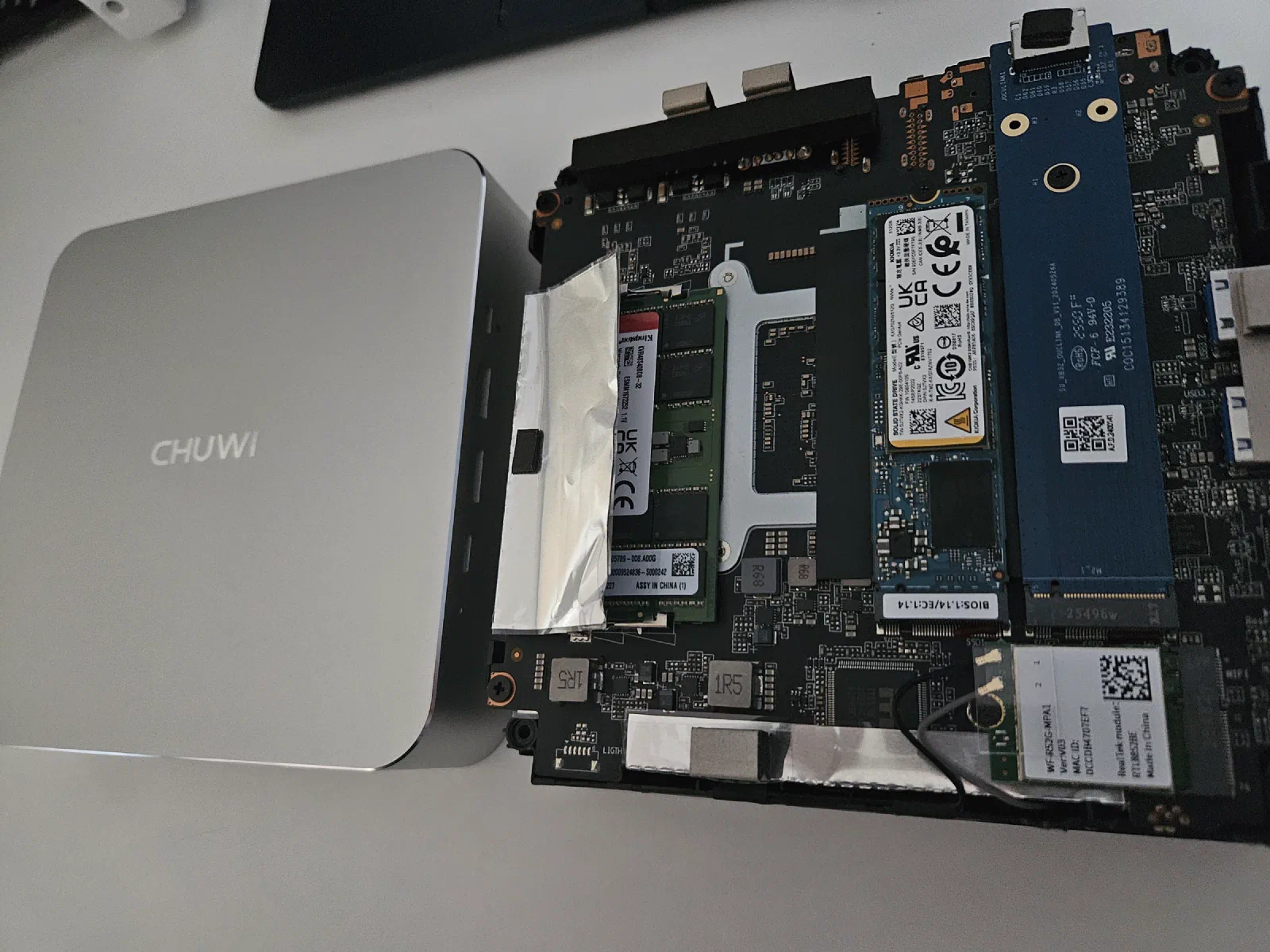 Inserting RAM and SSD into the mini PC